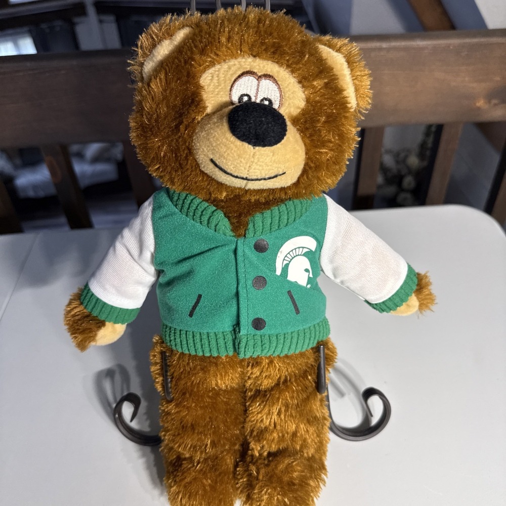 Officially Licensed MSU Spartans Toy Factory Plush Bear W/ Varsity Jacket